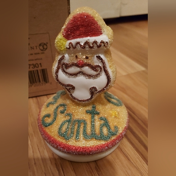 Dept 56 Christmas Cookie Press Vintage 2002 Sparkly Fused Glass Santa Stamp - Picture 2 of 7